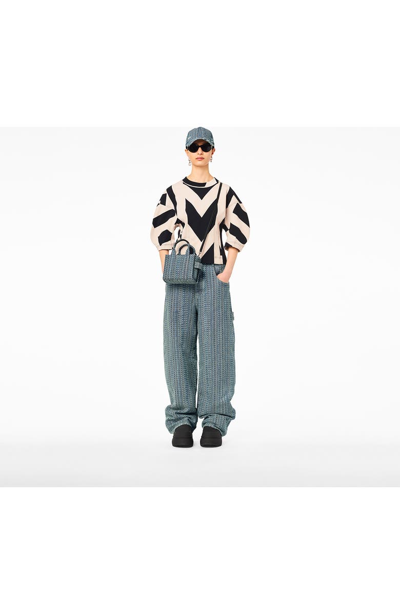 Marc Jacobs The Washed Monogram Denim Crossbody Tote Bag, Alternate, color,