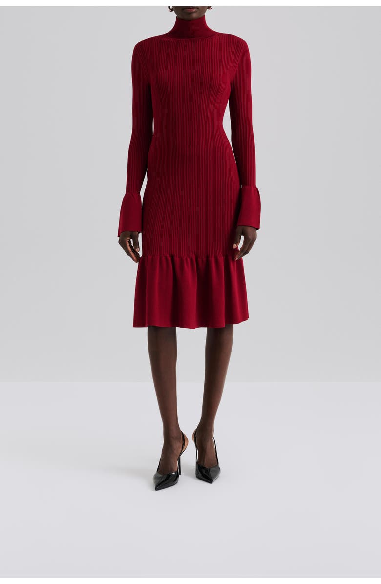 Malina Amalia High Neck Knitted Midi Dress, Alternate, color, Deep Red