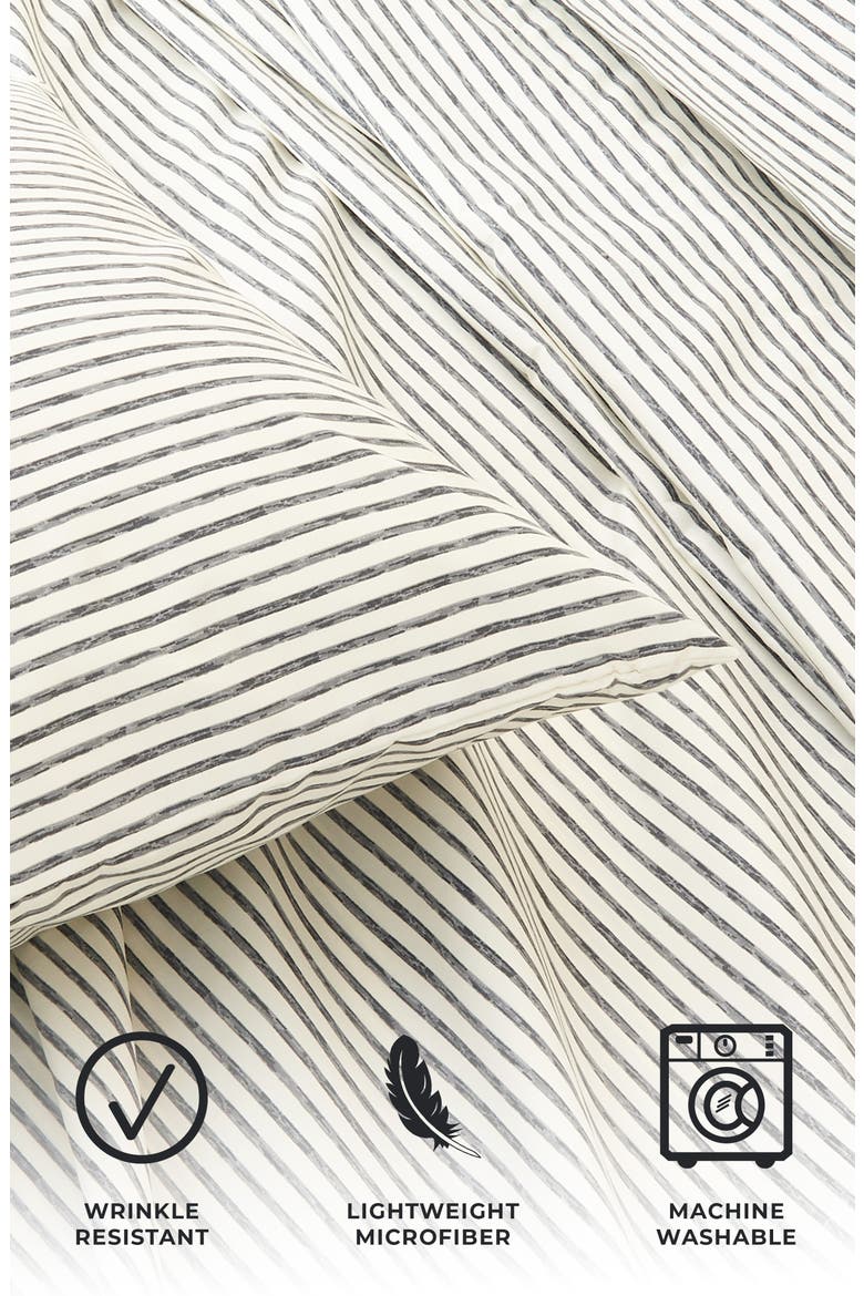 Stripe Microfiber Sheet Set, Alternate, color, DARK GREY