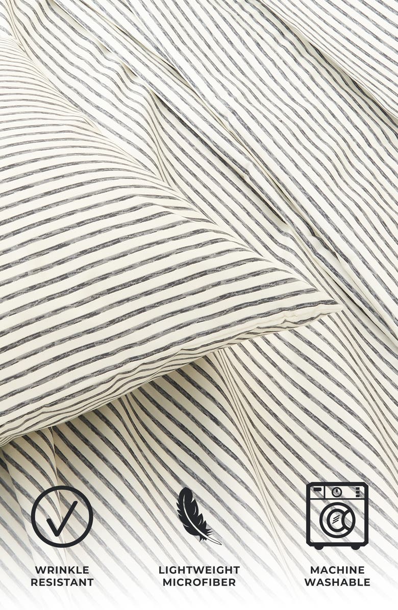 Woven & Weft Stripe Microfiber Sheet Set, Alternate, color, Dark Grey