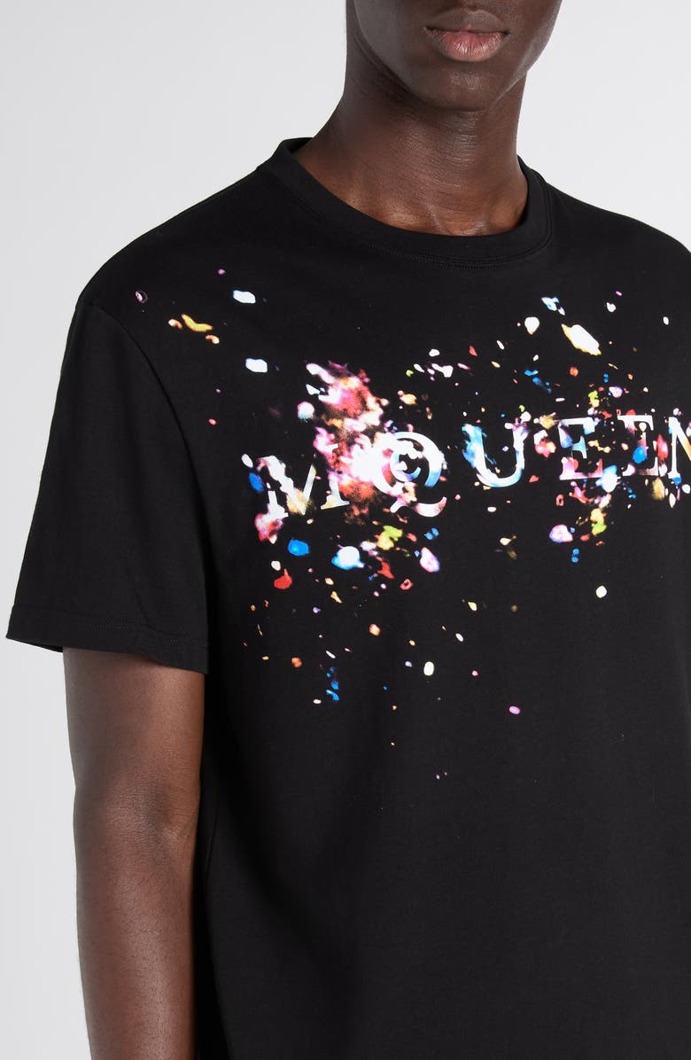 McQueen Paint Splattered Logo Graphic T-Shirt, Alternate, color, Black / Multicolour