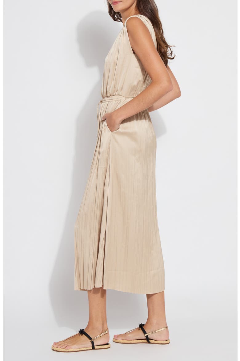 The Packable Pleated Satin Dress, Alternate, color, CHABLIS