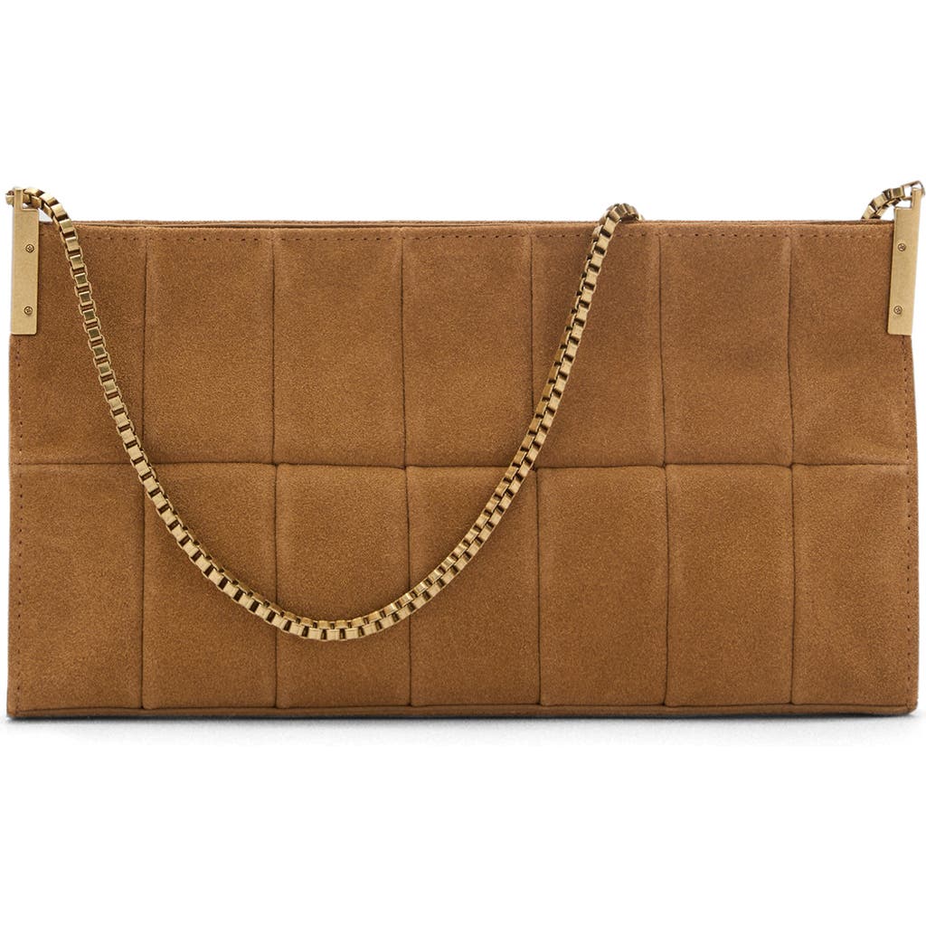 Mango Quilted Suede Shoulder Bag In Medium Brown