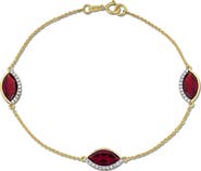 Julianna B. Gemstone & Diamond Station Bracelet 14K