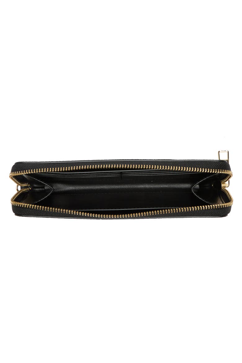 Leather Wristlet Continental Wallet, Alternate, color, BLACK