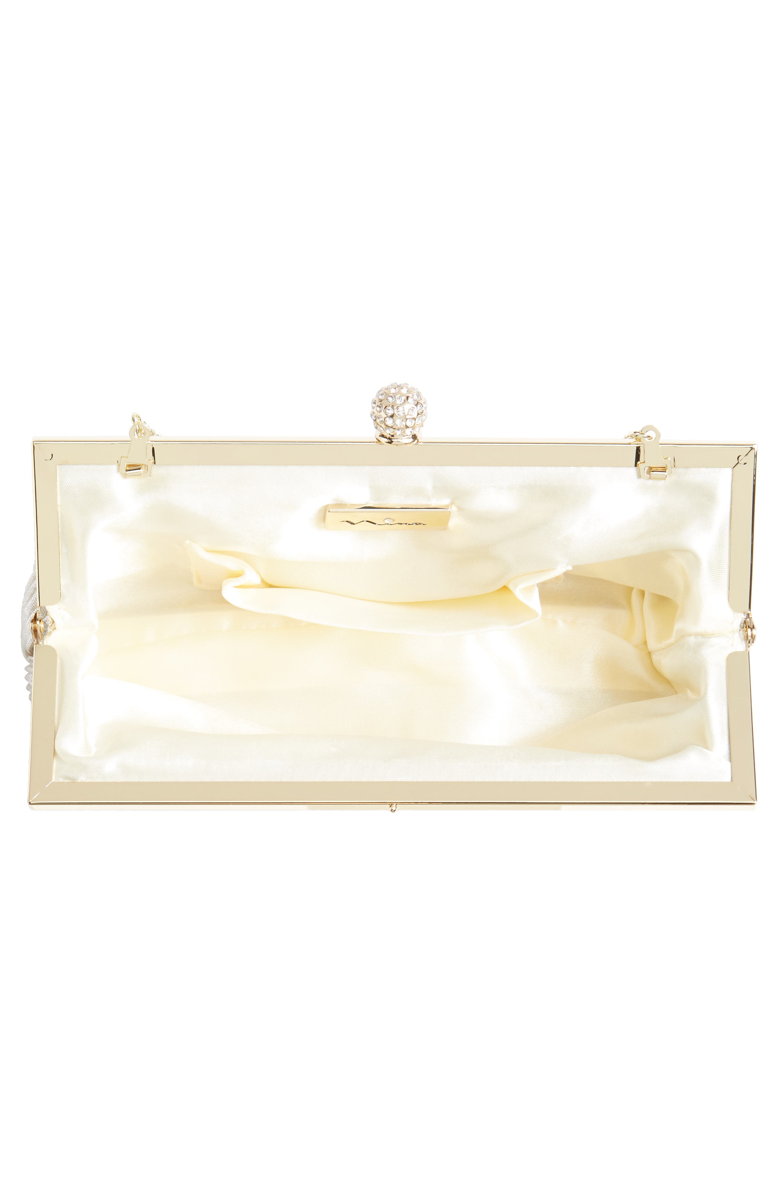 Nina Aneka Pleated Shine Clutch, Alternate, color, Champagne