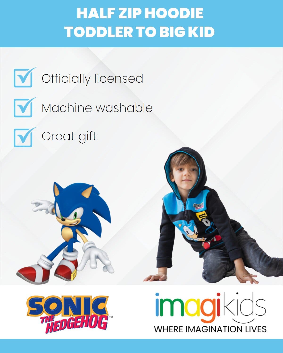 SEGA Sonic the Hedgehog Fleece Quarter-Zip Hooded Sweatshirt | Nordstrom