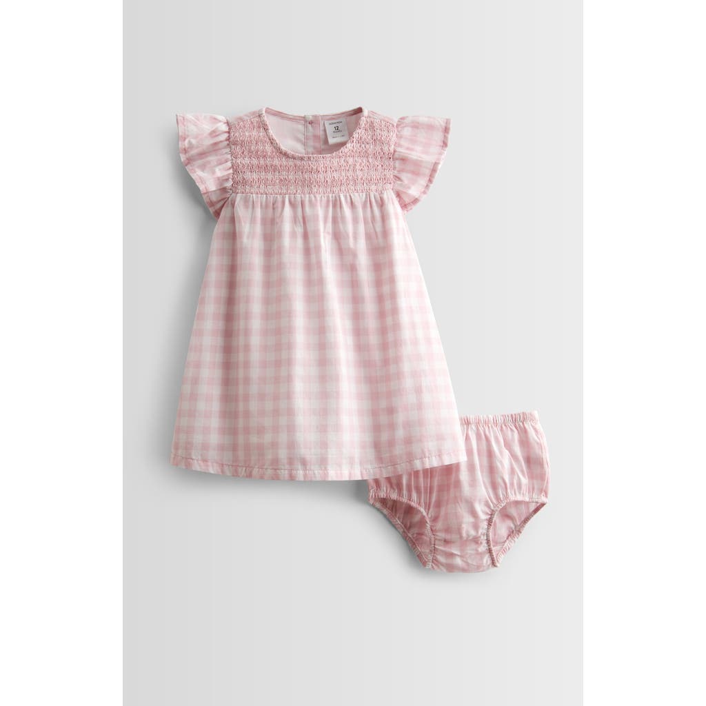 Nordstrom Smocked Cotton Dress & Bloomers In Purple Fragrant Gingham