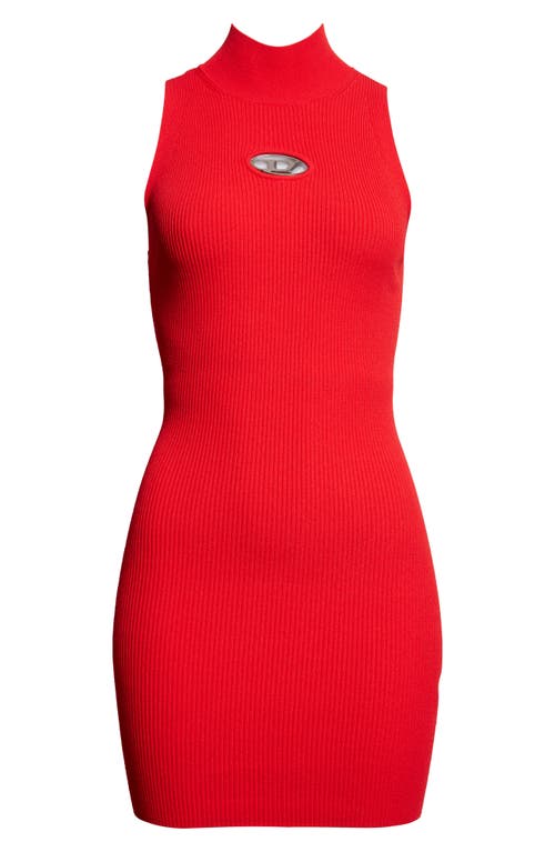 Diesel ® M-onervax Rib Body-con Mock Neck Minidress In Red