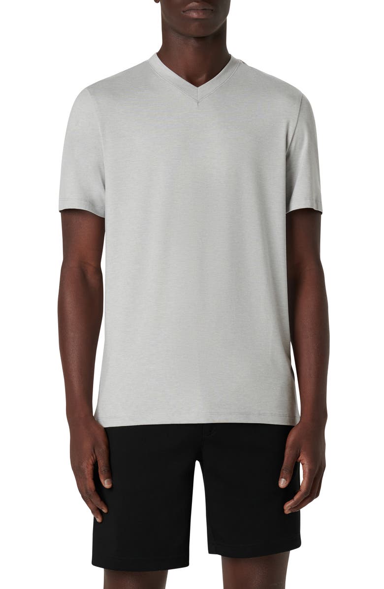 Bugatchi V-Neck Performance T-Shirt, Main, color, Platinum