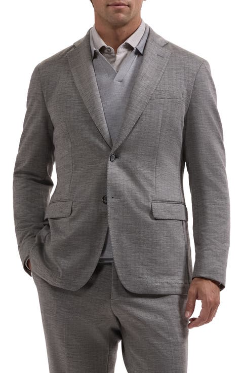 Two-Button Stretch Cotton & Virgin Wool Blend Blazer