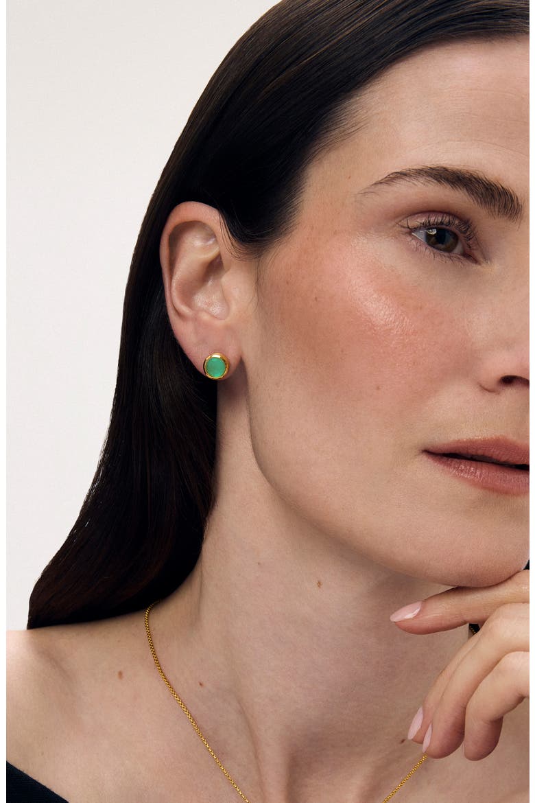 Signature Midi Stud Earrings, Alternate, color, BANYAN GREEN