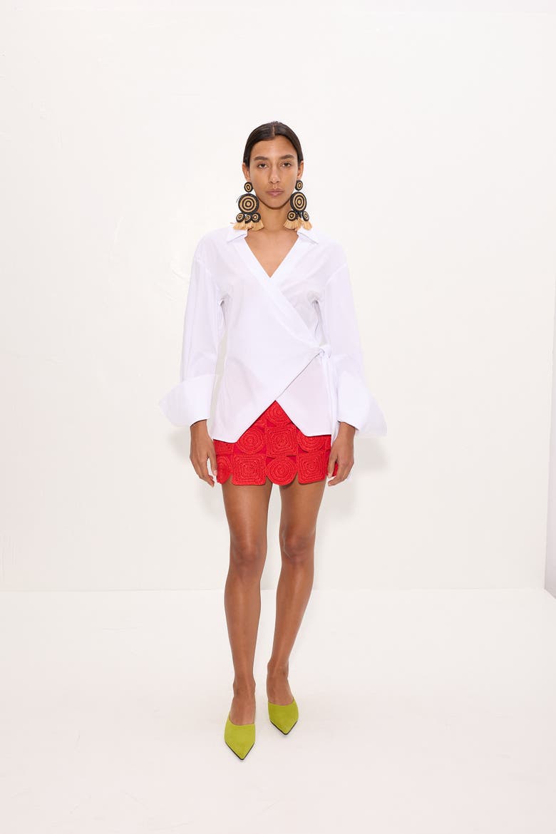 Anya Poplin Wrap Top, Alternate, color, Macadamia