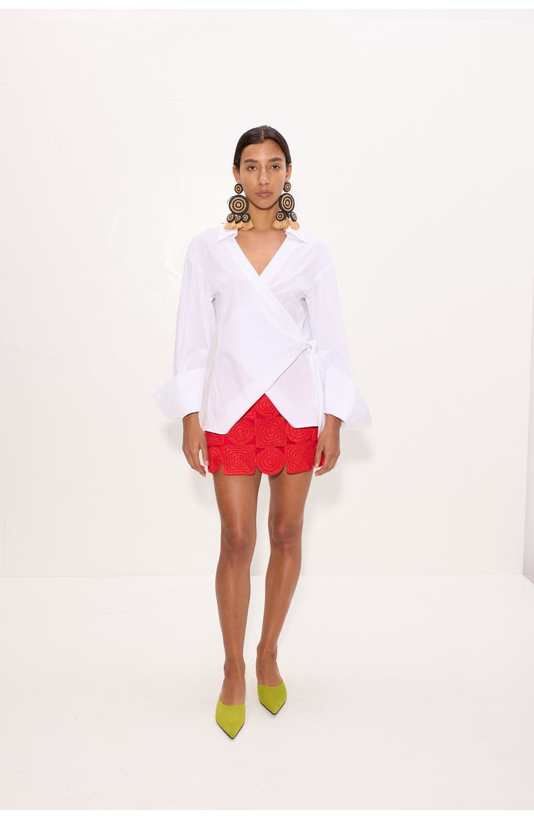 SIMONMILLER Anya Poplin Wrap Top, Alternate, color, Macadamia