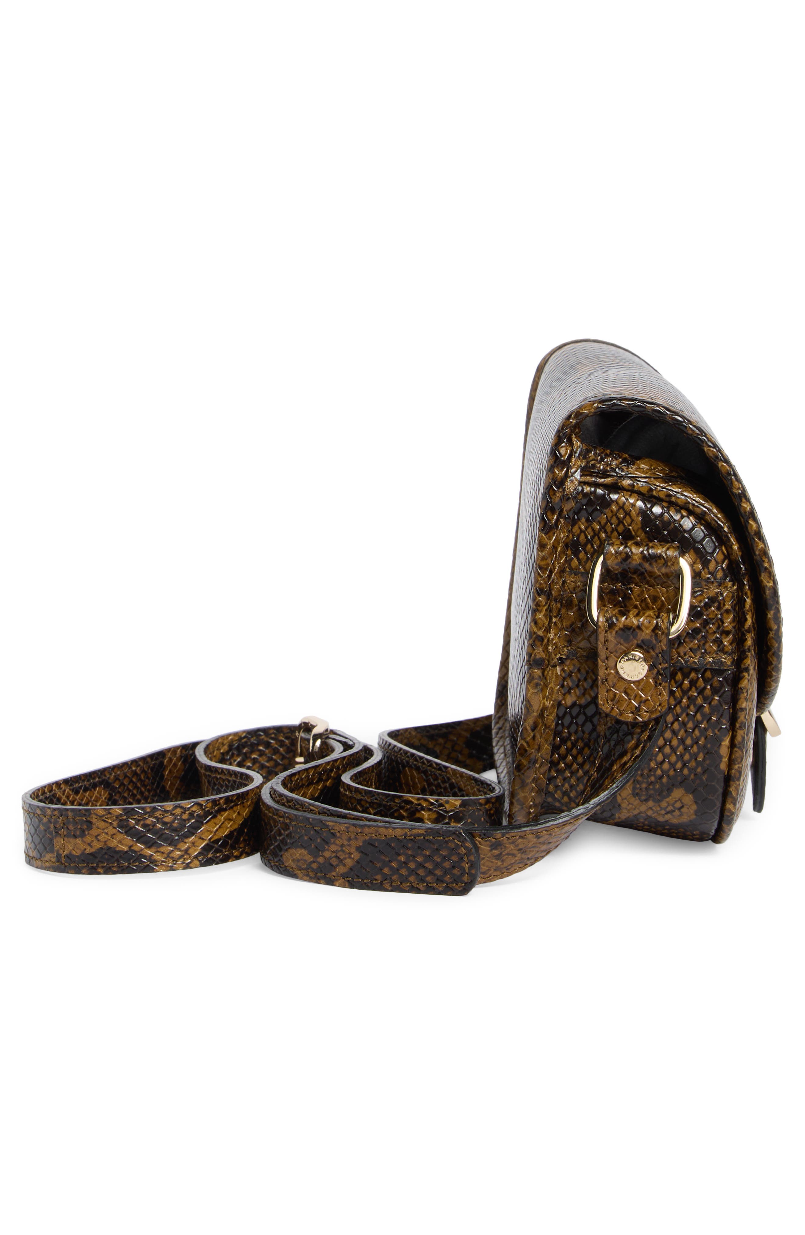 Longchamp 1980 Snakeskin Embossed Small Flap Crossbody Bag, Alternate, color, Bronze