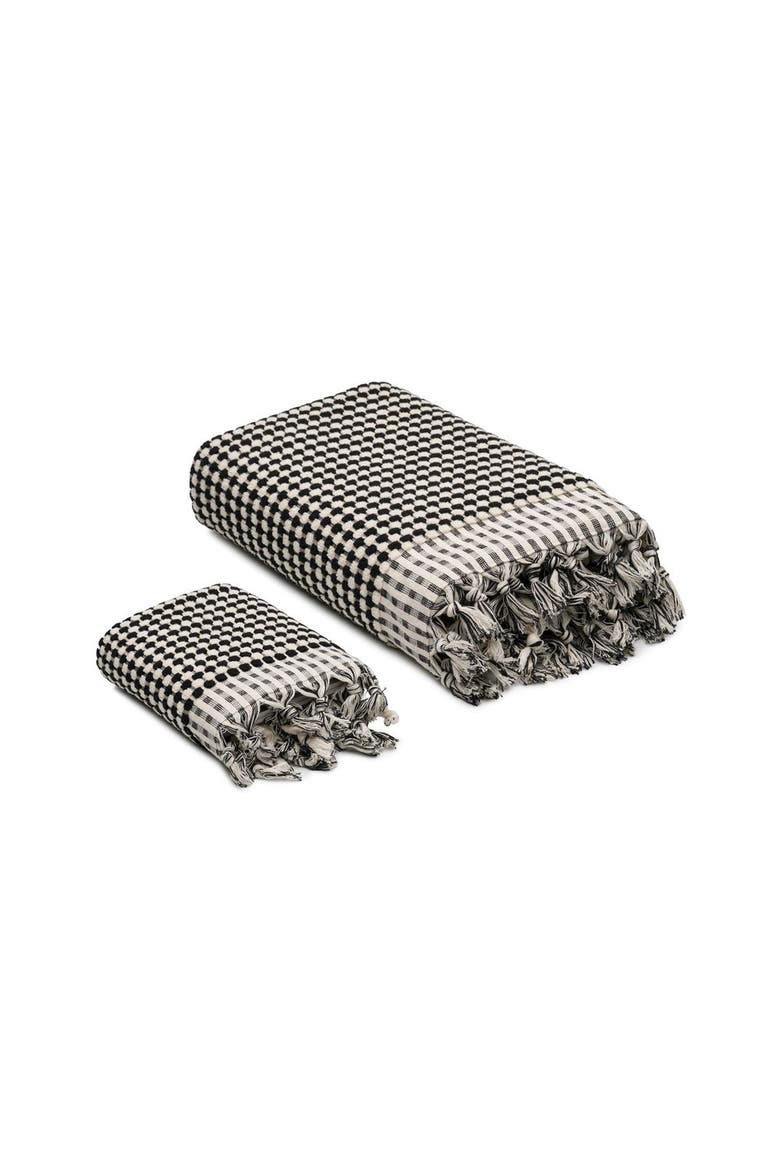 Dots Turkish Cotton Terry Bath and Hand Towel - Set, Alternate, color, Black