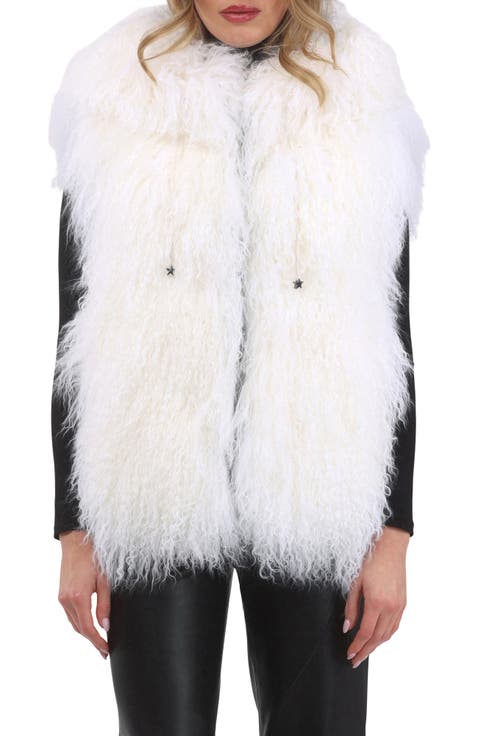 Reversible Genuine Shearling Vest With Wool And Cashmere Blend Back
