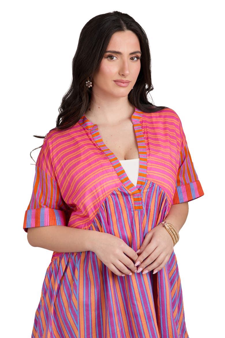 Striped Tunic Dress, Alternate, color, PINK