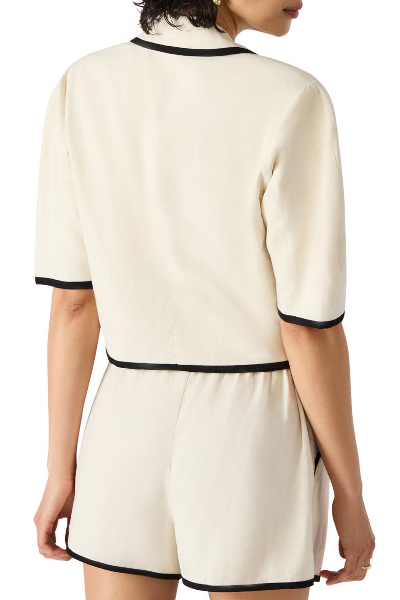 Fable Crop Short Sleeve Linen Blend Blazer, Alternate, color, NATURAL