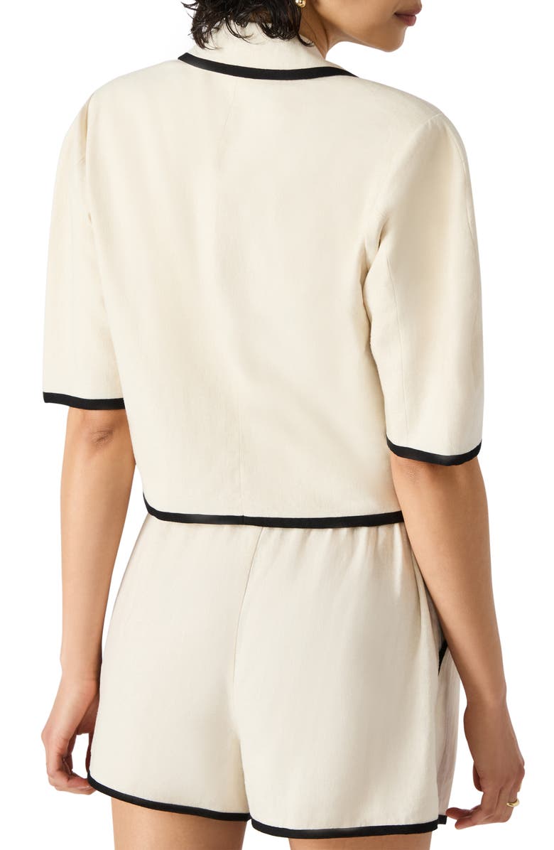 Steve Madden Fable Crop Short Sleeve Linen Blend Blazer, Alternate, color, Natural