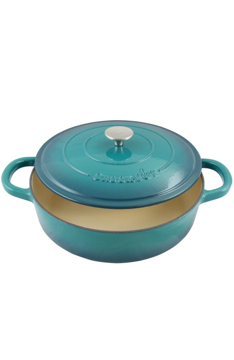 Crock-pot Enameled Cast Iron 5 Quart Round Braiser Pan with Self Basting Lid, Alternate, color, Blue