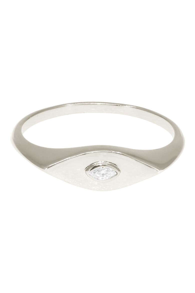 Minimalist Evil Eye Ring, Main, color, SILVER
