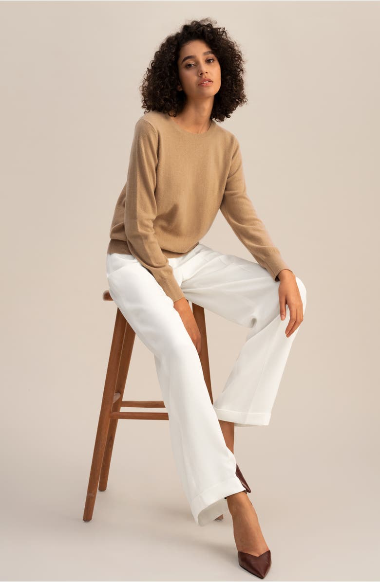 Lilysilk Women's Cashmere Super Soft Crewneck Sweater, Alternate, color, Brown