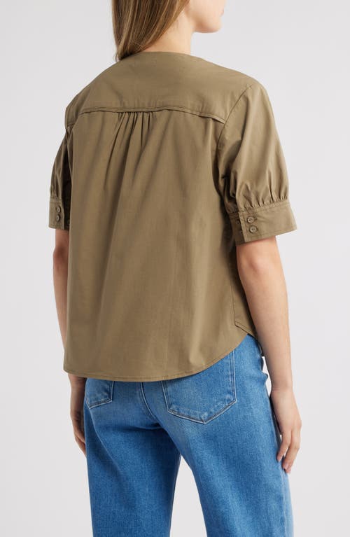 Wit & Wisdom Cuffed Elbow Sleeve Top In Nori Green