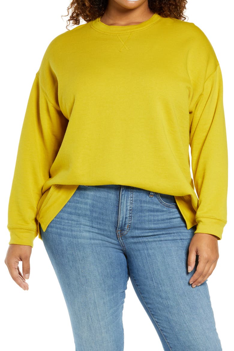 Double Crewneck Sweatshirt, Main, color, GILDED CHARTREUSE