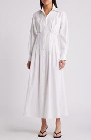 FRAME Nipped Long Sleeve Twill Maxi Dress