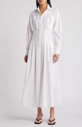 FRAME Nipped Long Sleeve Twill Maxi Dress