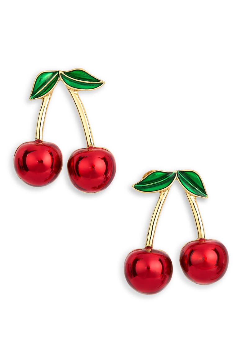 Cherry Stud Earrings, Main, color, GOLD