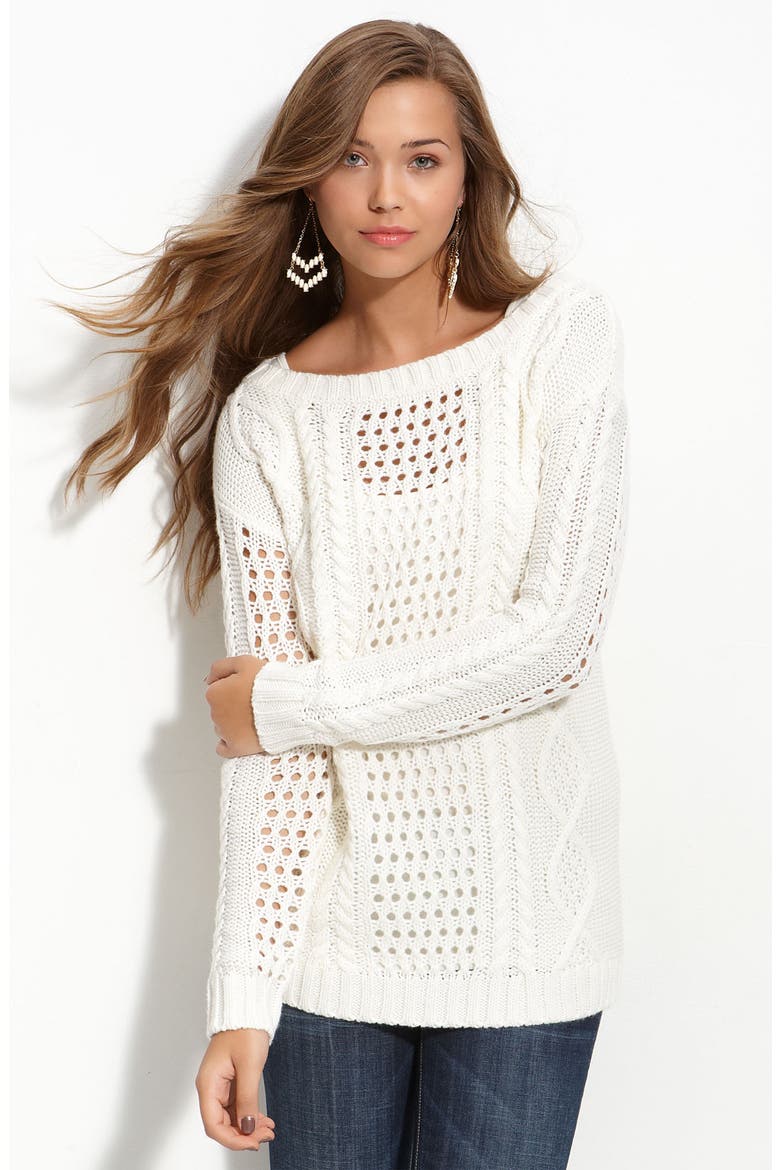 Frenchi® Off-Shoulder Oversized Sweater, Main, color, CREAM- BONE