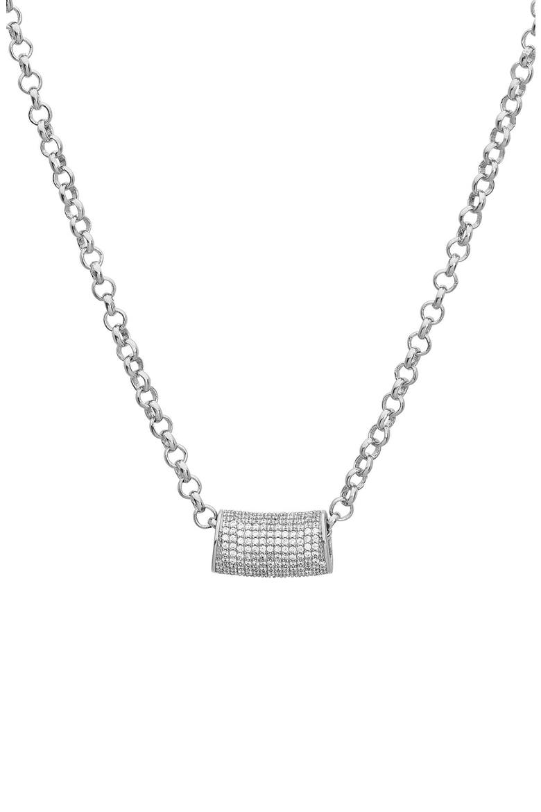 Signature Pavé Tube Necklace, Main, color, WHITE TOPAZ/SILVER