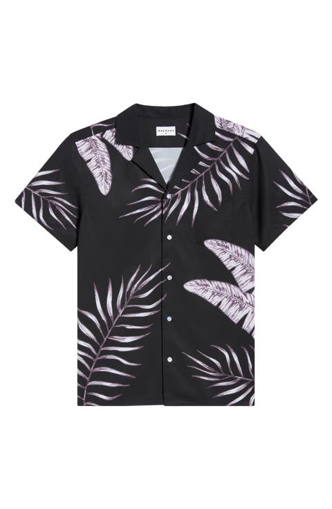 Tonal Jungle Print Short Sleeve Performance Camp Shirt
