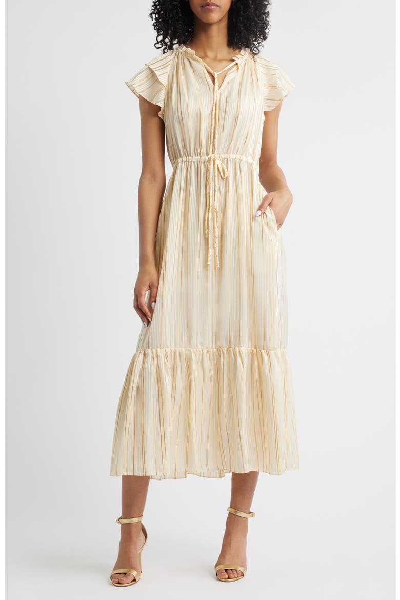 Flutter Sleeve Dress, Main, color, CREAM
