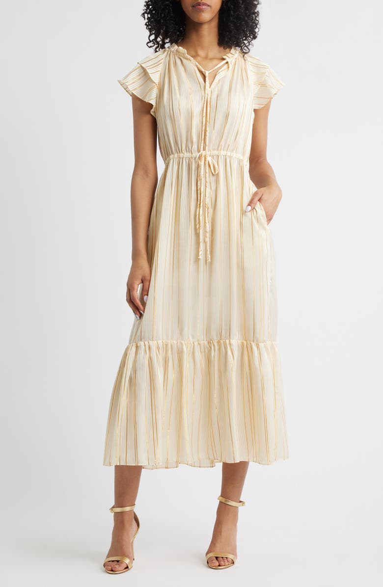 Julia Jordan Flutter Sleeve Dress, Main, color, Cream