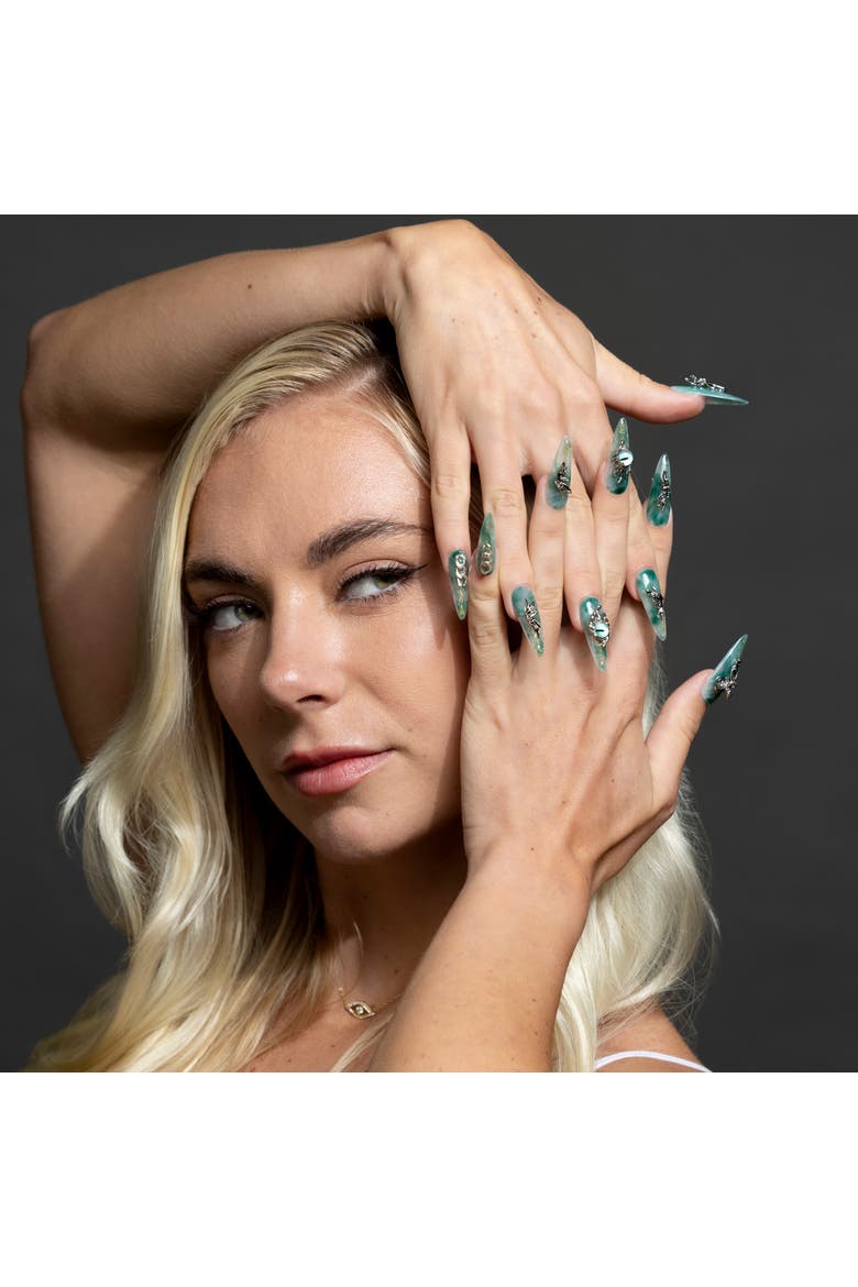 Emerald Elegance Luxury Handmade Press On Nails, Alternate, color, Aquamarine