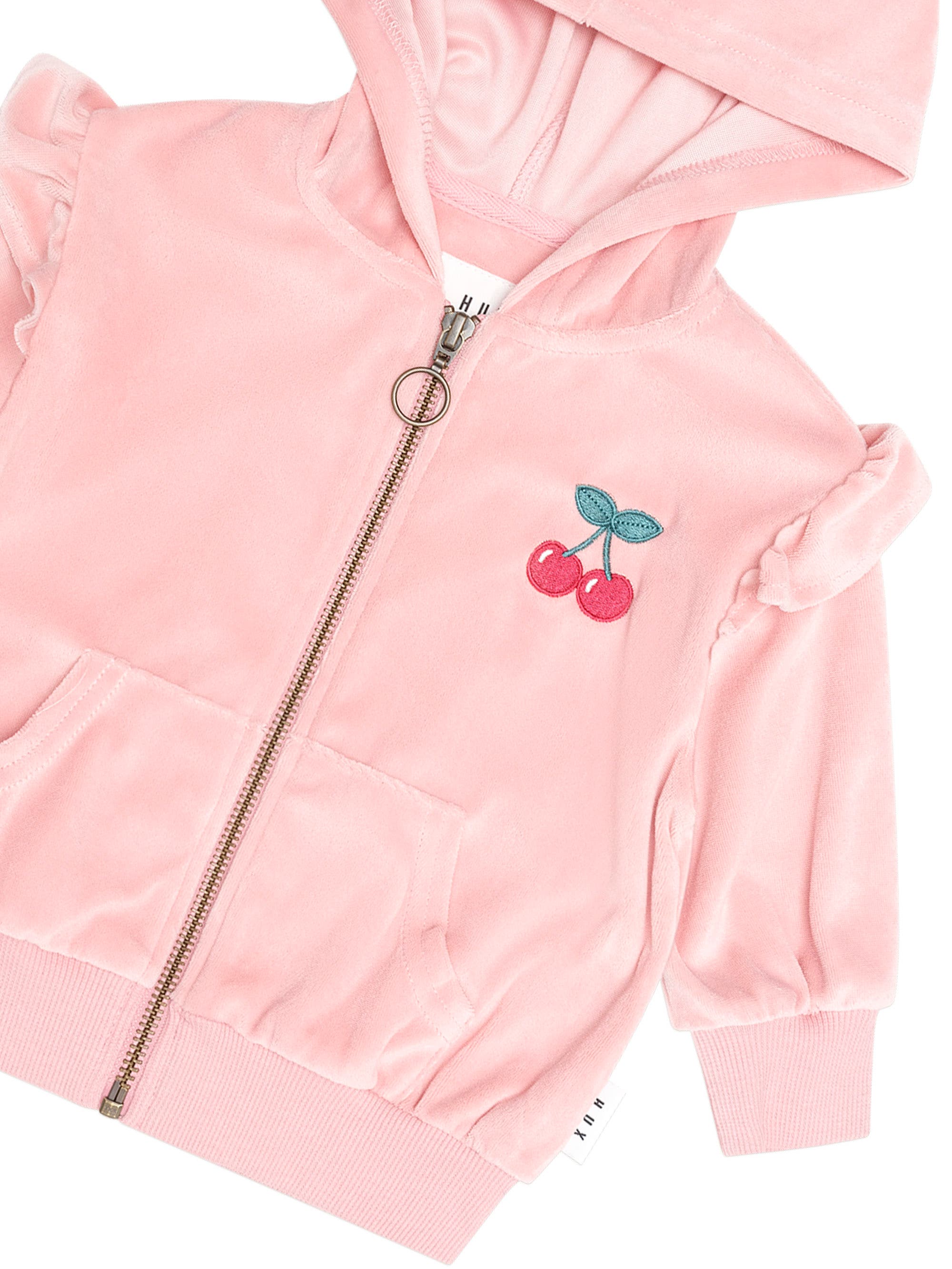 Huxbaby Cherry Emb Velour Zip Hoodie | Nordstrom
