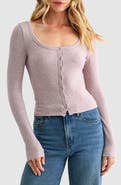 Lush Long Sleeve Button Front Knit Top