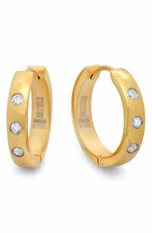 18k Gold Plated Crystal Huggie Hoop Earrings