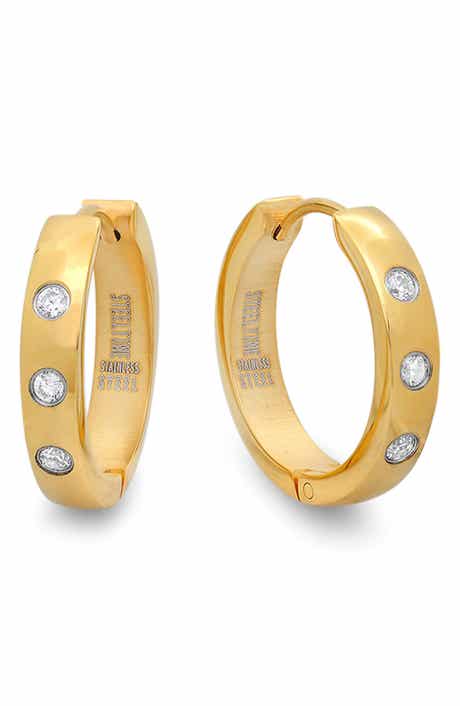 18k Gold Plated Crystal Huggie Hoop Earrings