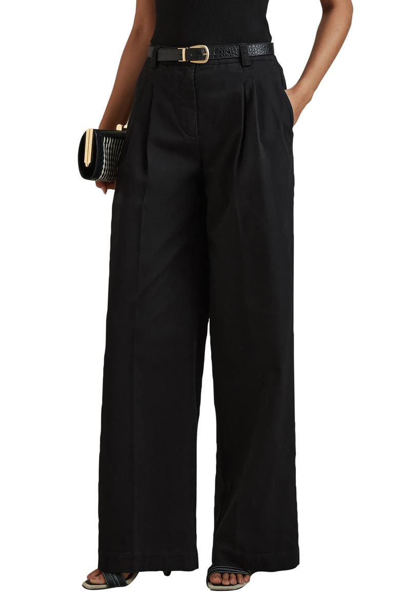 Astrid Front Pleat High Rise Wide Leg Pants, Alternate, color, WASHED BLACK