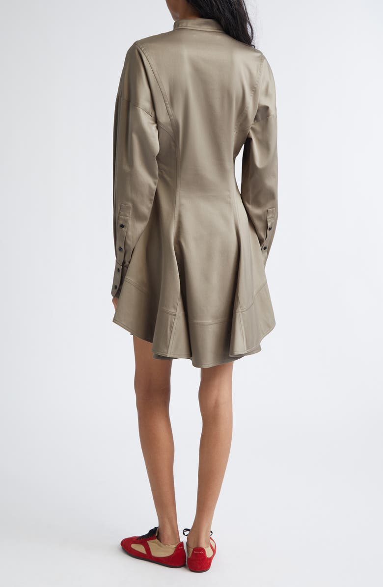 Proenza Schouler Janan Long Sleeve Cotton Stretch Sateen Dress, Alternate, color, Dark Flax