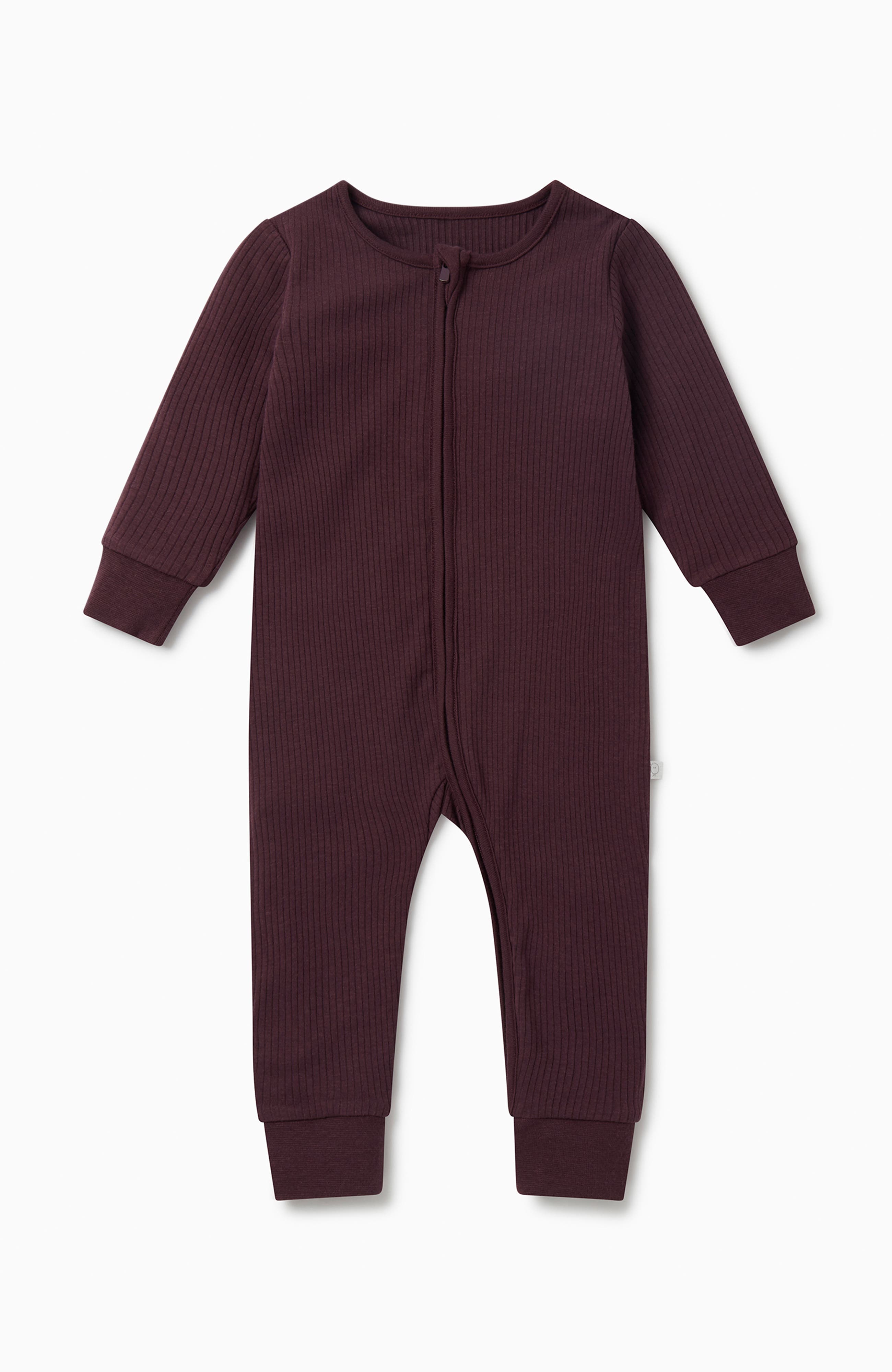 Mori Kids'  Ribbed Two Way Zip-up Sleepsuit In Burgundy