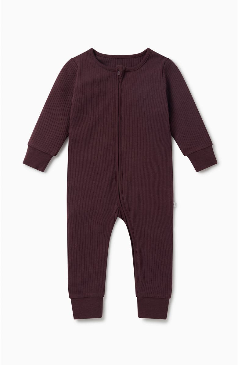 MORI Ribbed Two Way Zip-Up Sleepsuit, Main, color, Berry