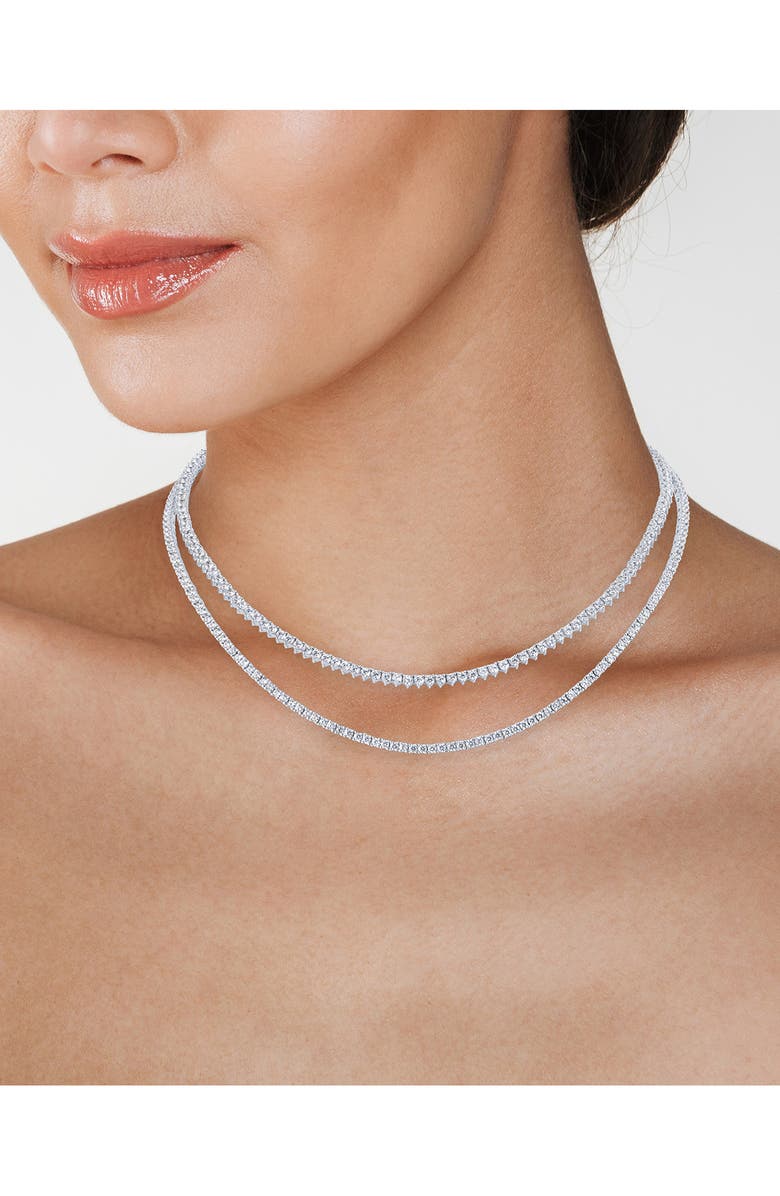CZ by Kenneth Jay Lane Round Cut Cubic Zirconia Double Strand Necklace, Alternate, color, 