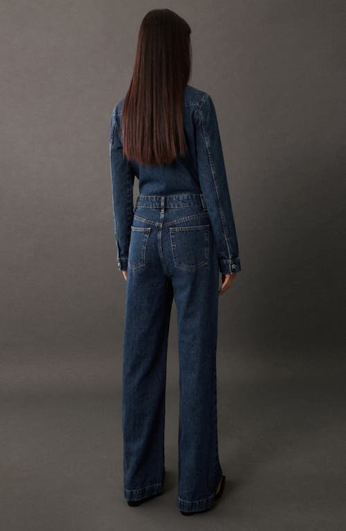 Shop Mango Long Sleeve Denim Jumpsuit