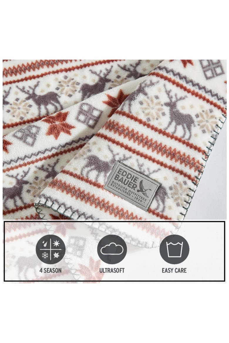 Flying Fish Reversible Flannel Blanket, Alternate, color, LIGHT BEIGE