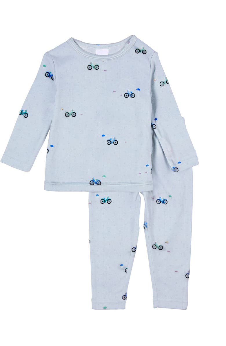 MiniMoi 2 Piece Living The Bike Life Pointelle Pajama Set, Main, color, Blue